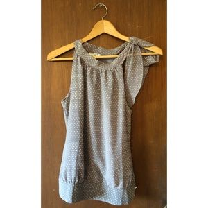 Banana Republic Gray Sleeveless Polkadot Blouse